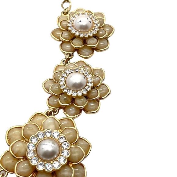 KATE SPADE 12k Gold Plated Zinnia Flower Floral 3D Rare Crystal & Faux Pearl Nec - Picture 8 of 10